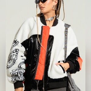 NWT AKIRA Media bomber fleece jacket size L